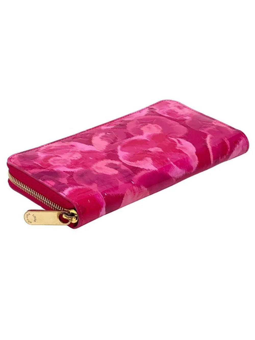 Louis Vuitton Wallet Monogram Ikat Flower Vernis Zippy Rose Indien Pink